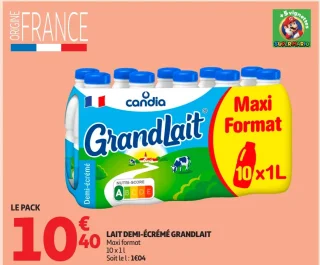 Lait demi-écrémé Grandlait Maxi format