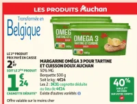Margarine Oméga 3 pour tartine et cuisson doux Auchan