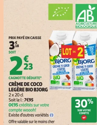Crème de coco légère Bio Bjorg