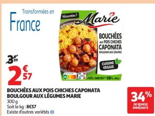 Bouchées aux pois chiches Caponata Boulgour aux légumes Marie