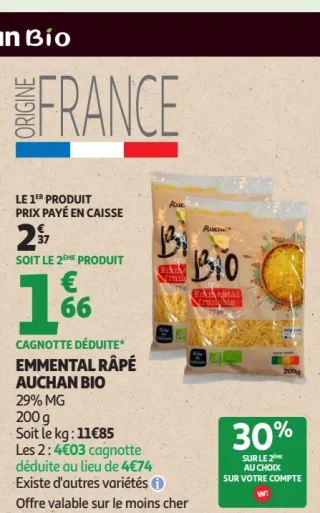 Emmental Râpé Auchan Bio