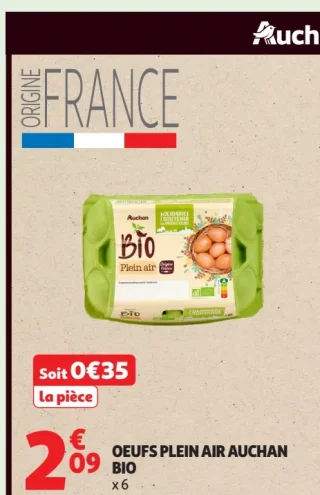 Oeufs Plein Air Auchan Bio