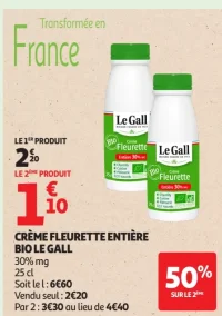 Crème Fleurette Entière Bio Le Gall