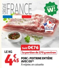 Porc : Poitrine entière avec os