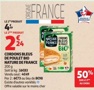 Cordons Bleus de Poulet Bio Nature de France