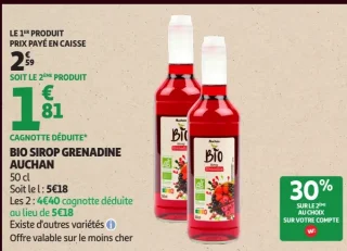 BIO SIROP GRENADINE AUCHAN