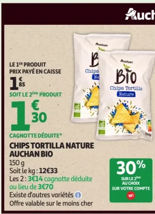 Chips tortilla nature Auchan Bio