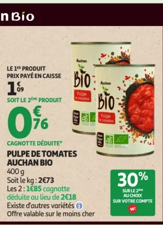 Pulpe de tomates Auchan Bio