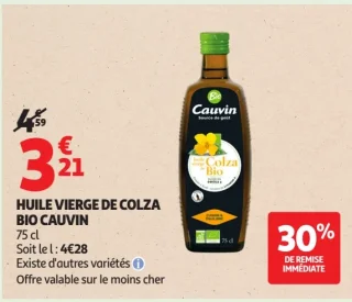 Huile vierge de colza bio Cauvin