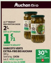 HARICOTS VERTS EXTRA-FINS BIO AUCHAN