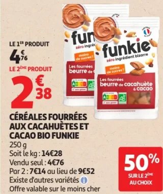 CÉRÉALES FOURRÉES AUX CACAHUÈTES ET CACAO BIO FUNKIE