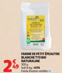 FARINE DE PETIT ÉPEAUTRE BLANCHE T70 BIO NATURALINE