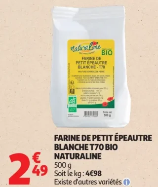 FARINE DE PETIT ÉPEAUTRE BLANCHE T70 BIO NATURALINE