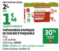 Thé Rooibos d'Afrique du Sud Bio Ethiquable