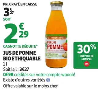Jus de pomme Bio Ethiquable