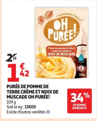 Purée de Pomme de Terre Crème et Noix de Muscade Oh Purée!