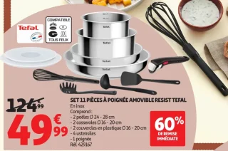 SET 11 PIÈCES À POIGNÉE AMOVIBLE RESIST TEFAL