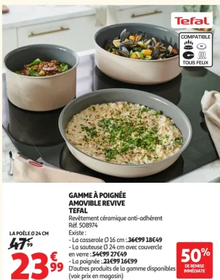 La poêle Ø 24 cm Tefal Gamme à Poignée Amovible Revive