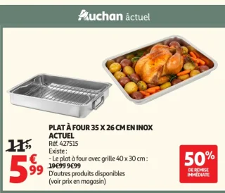 Plat à four 35 x 26 cm en inox Actuel