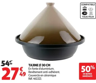 Tajine Ø 30 cm en fonte d'aluminium