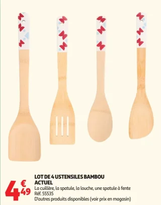 Lot de 4 ustensiles bambou Actuel