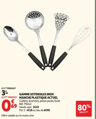 Gamme ustensiles inox manche plastique Actuel