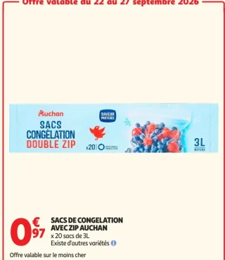 Sacs de congélation avec zip Auchan