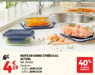 Boite en verre striée 0.6 L Actuel