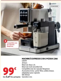 Machine à expresso 2 en 1 Kitchencook Pceska 1266