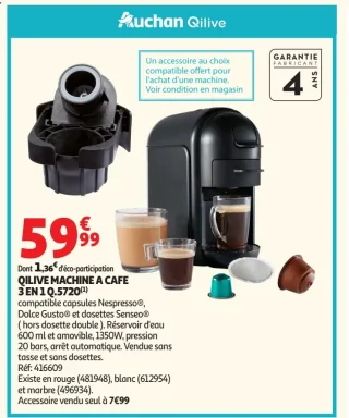 Qilive Machine à café 3 en 1 Q.5720