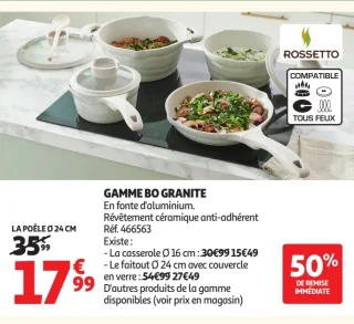 La poêle Ø 24 cm Gamme Bo Granite Rossetto