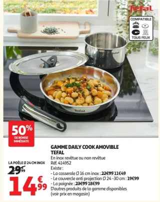 La poêle Ø 24 cm inox Tefal Daily Cook Amovible