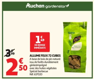 Auchan gardenstar ALLUME FEUX 72 CUBES