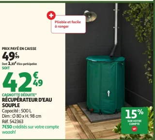 Récupérateur d'eau souple 500 L