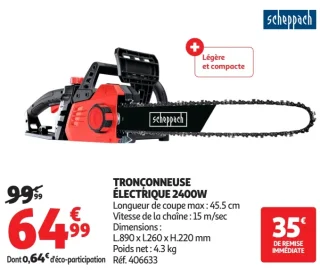 Tronçonneuse électrique 2400W Scheppach