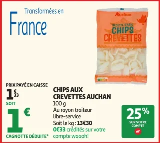 CHIPS AUX CREVETTES AUCHAN