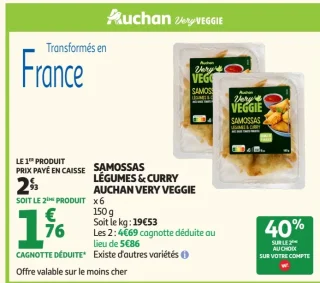 SAMOSSAS LÉGUMES & CURRY AUCHAN VERY VEGGIE