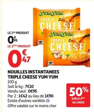 Nouilles instantanées Triple Cheese Yum Yum
