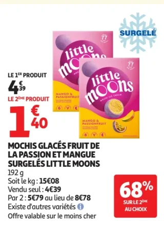 MOCHIS GLACÉS FRUIT DE LA PASSION ET MANGUE SURGELÉS LITTLE MOONS