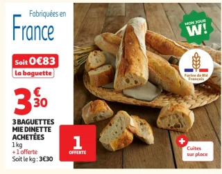 3 Baguettes mie dinette