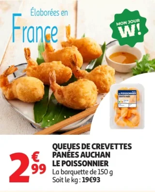 Queues de crevettes panées Auchan Le Poissonnier