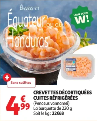 Crevettes décortiquées cuites réfrigérées