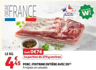 Porc : Poitrine entière avec os
