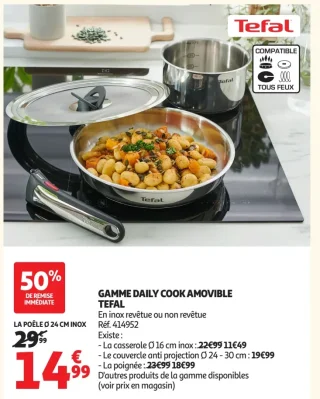 Gamme Daily Cook Amovible Tefal La poêle Ø 24 cm inox