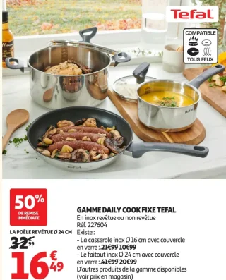 Gamme Daily Cook Fixe Tefal La poêle revêtue Ø 24 cm
