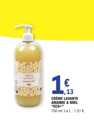 Crème lavante amande & miel "Eco+"