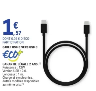 Eco+ Cable USB C vers USB C
