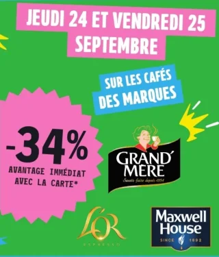 Cafés des marques Grand' Mère, L'Or, Maxwell House