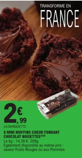 8 Mini Muffins Coeur Fondant Chocolat Noisettes