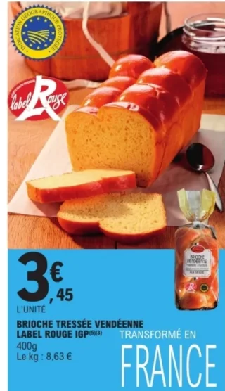 Brioche Tressée Vendéenne Label Rouge IGP